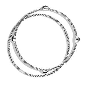 TWO BRACELETS David Yurman Black B11526 Set Bangles Semiprecious Stone Bracelet